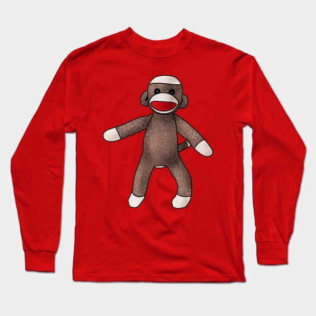 Sock Monkey Long Sleeve T-Shirt by Slightly Unhinged